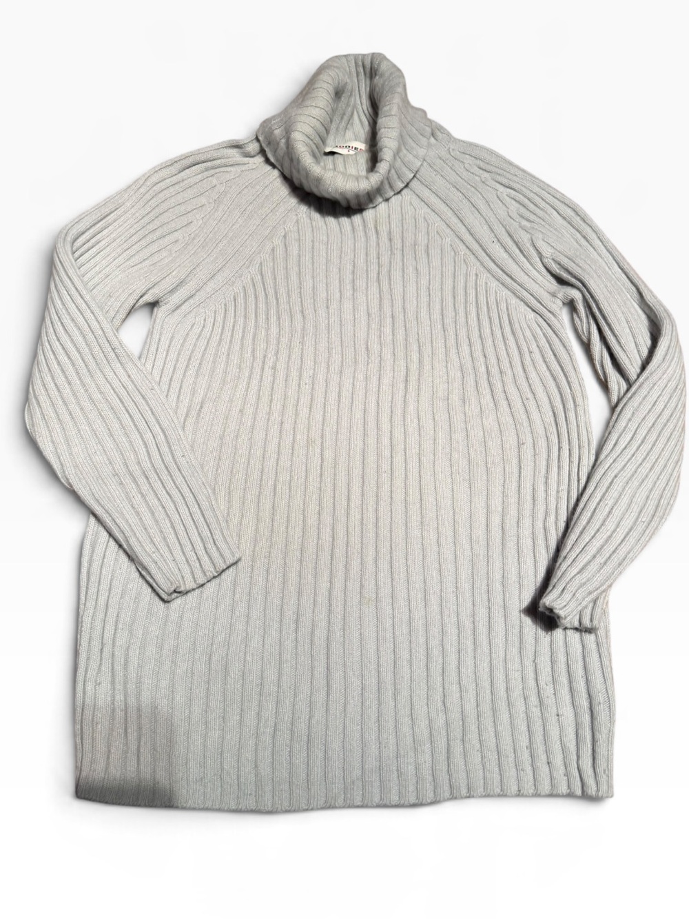 Vintage Rodier Paris Ribbed Turtleneck Sweater - Light Gray S